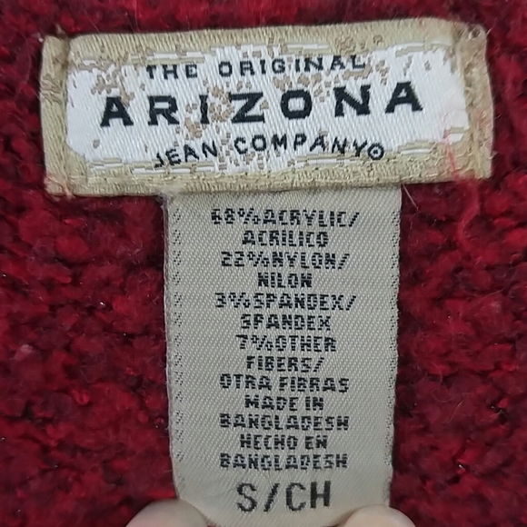 Arizona fuzzy red short sleeve v-neck sweater S - Picture 2 of 3
